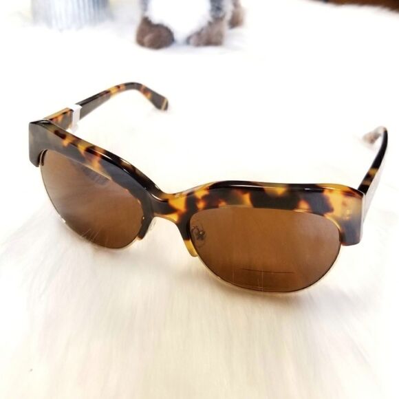 Zac Posen Kouka tortoise shell gold rim sunglasses with hard case brown lenses - Picture 5 of 16